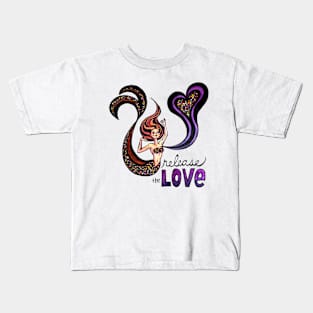 Release the Love: Watercolor Mermaid Original Illustration Kids T-Shirt